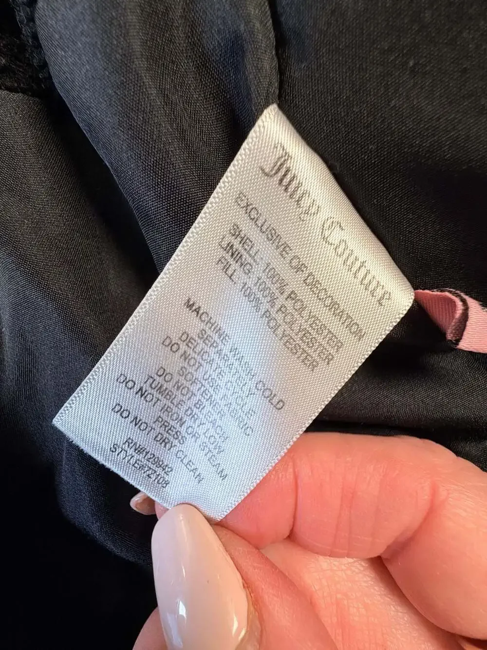Juicy Couture Quilted Puffer Jacket Size S 7/8 Black Hooded Coat